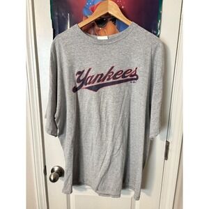 Vintage 2004 Adidas New York Yankees Graphic T-Shirt Gray Mens XL MLB Baseball